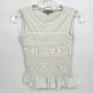 ALLSAINTS White Smocked Shirred Ruffle Hem Tank Top Women Size‎ 0 career top